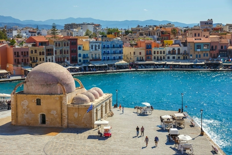 The colourful harbour of Chania, one of the top destinations in Greece.